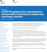 COVID-19: guidance for commissioners and providers of services for people who use drugs or alcohol [Updated 24th September 2020]
